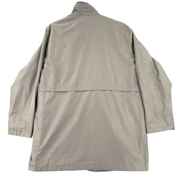 Newport Harbor Tan Button-Front Zip High Collar Flap Pockets Trench Coat Large - Picture 4 of 11